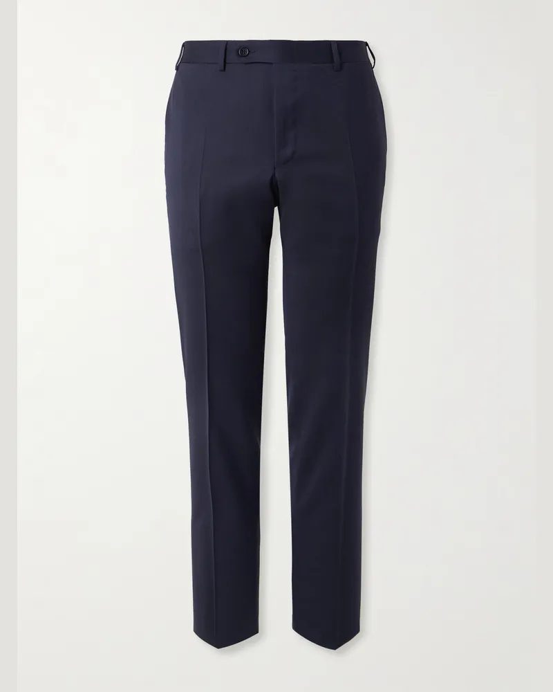 Canali Schmal und gerade geschnittene Anzughose aus Twill aus 130s-Wolle Blau