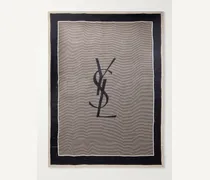 Schal aus gestreiftem Seidensatin mit Logoprint