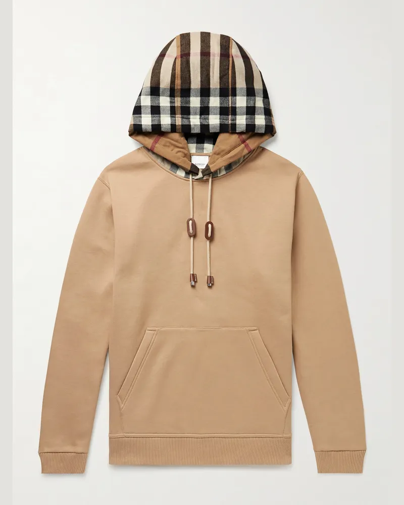 Burberry Hoodie aus Jersey aus einer Baumwollmischung mit Karomuster Neutral
