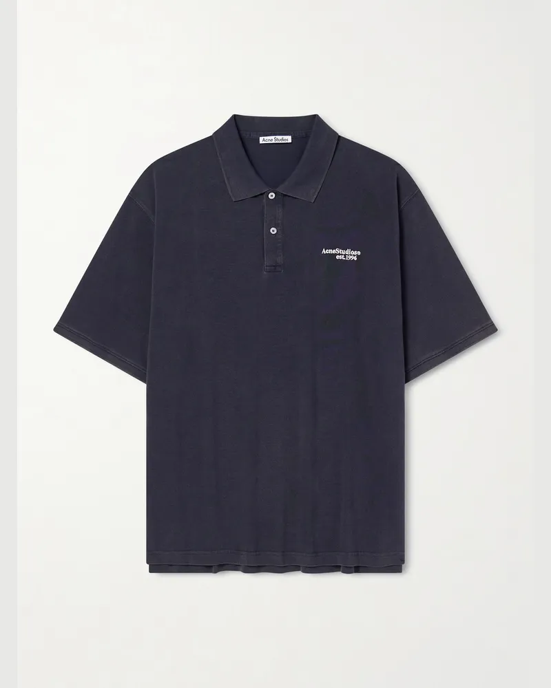 Acne Studios Egnes Logo-Embroidered Cotton Piqué Polo Shirt Black