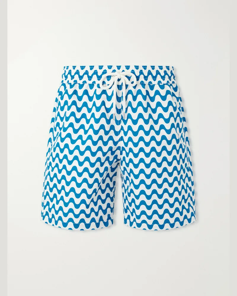 Frescobol Carioca Santos Straight-leg Printed Swim Shorts Blue