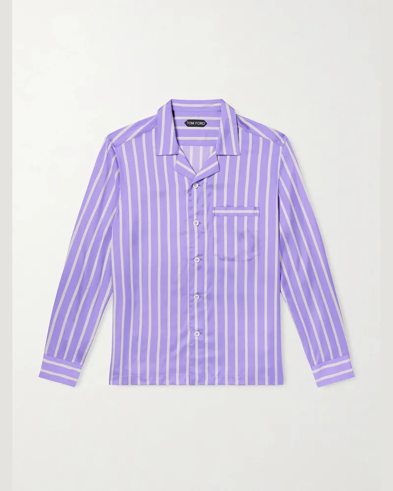 Tom Ford Striped Silk Shirt Purple