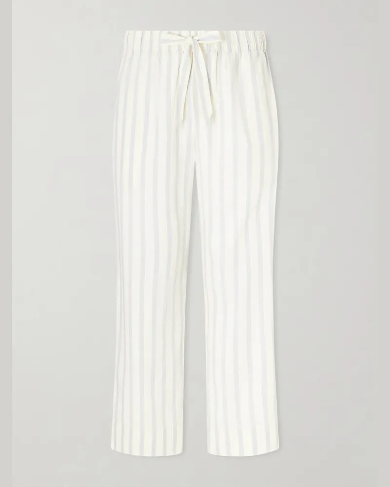 TEKLA Straight-Leg Striped Organic Cotton-Poplin Pyjama Trousers Neutrals