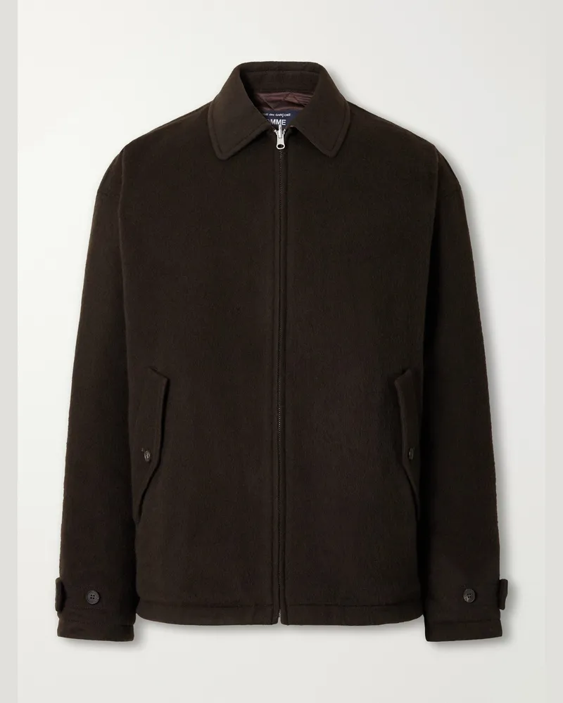 Comme des Garçons Reversible Padded Brushed Wool and Quilted Shell Blouson Jacket Brown