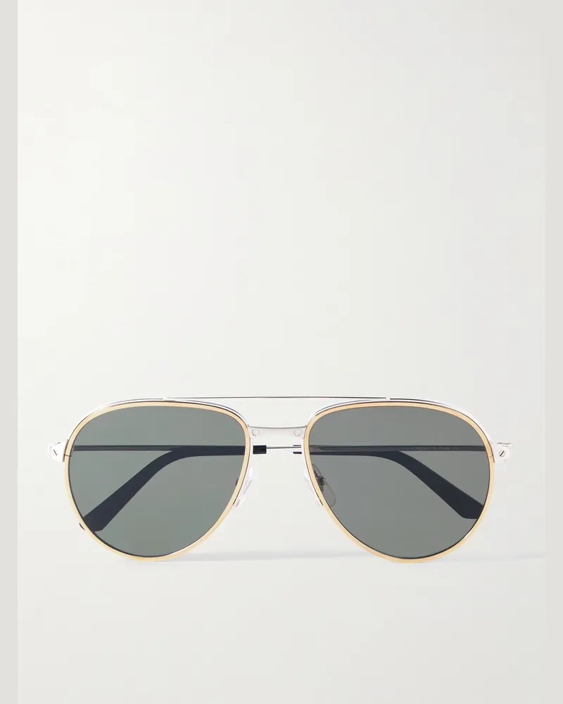 Cartier Santos Evolution gold- und silberfarbene Pilotensonnenbrille Gold