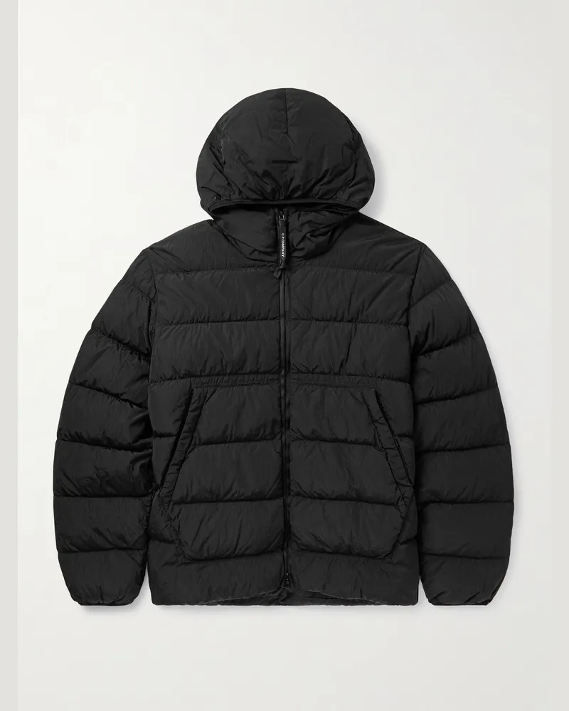 C.P. Company Chrome-R wattierte Daunenjacke aus recyceltem Shell mit Kapuze Schwarz