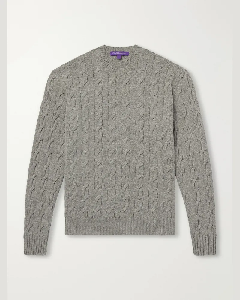 Ralph Lauren Cashmere Cable-Knit Sweater Gray