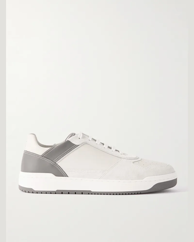 Brunello Cucinelli Sneakers aus Veloursleder und Leder Weiß