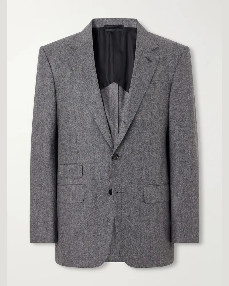 Dunhill Herringbone Wool and Cashmere-Blend Suit Jacket Gray