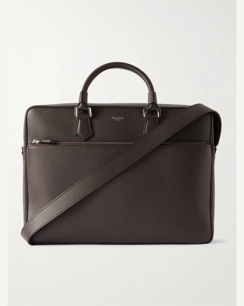 Serapian Full-Grain Leather Briefcase Brown