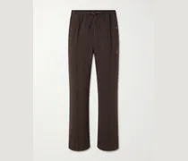 Piping Cowboy Straight-Leg Embroidered Woven Trousers