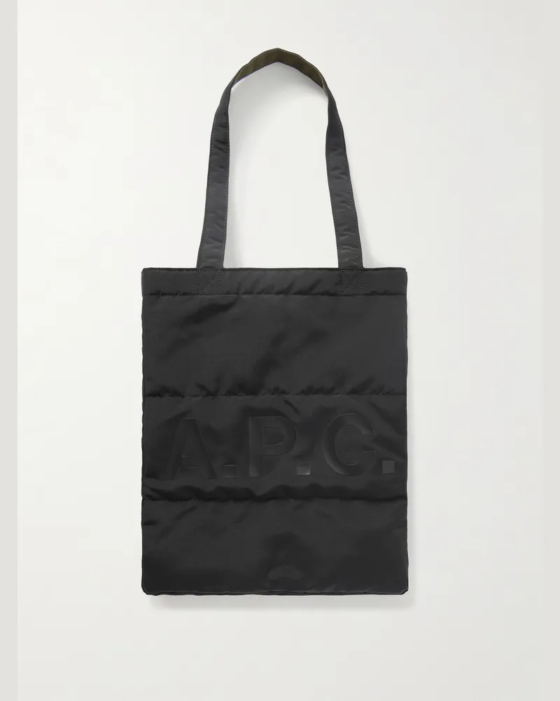 A.P.C. Wendbare Tote aus gestepptem Crêpe mit Logoprint Schwarz