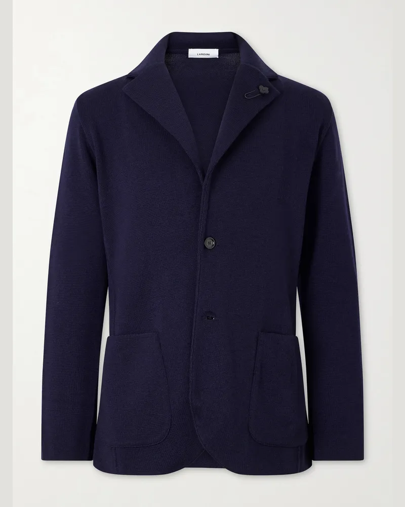 LARDINI Knitted Virgin Wool Blazer Blue