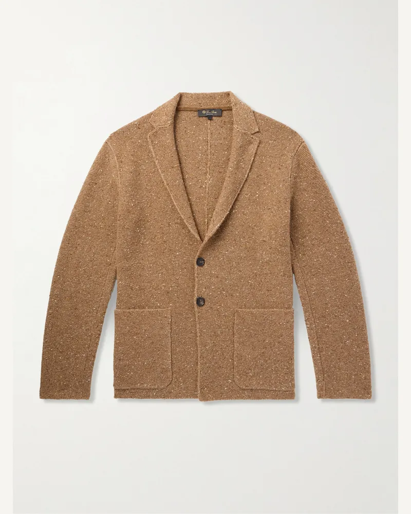Loro Piana Cerbonnio Cashmere and Linen-Blend Tweed Cardigan Neutrals
