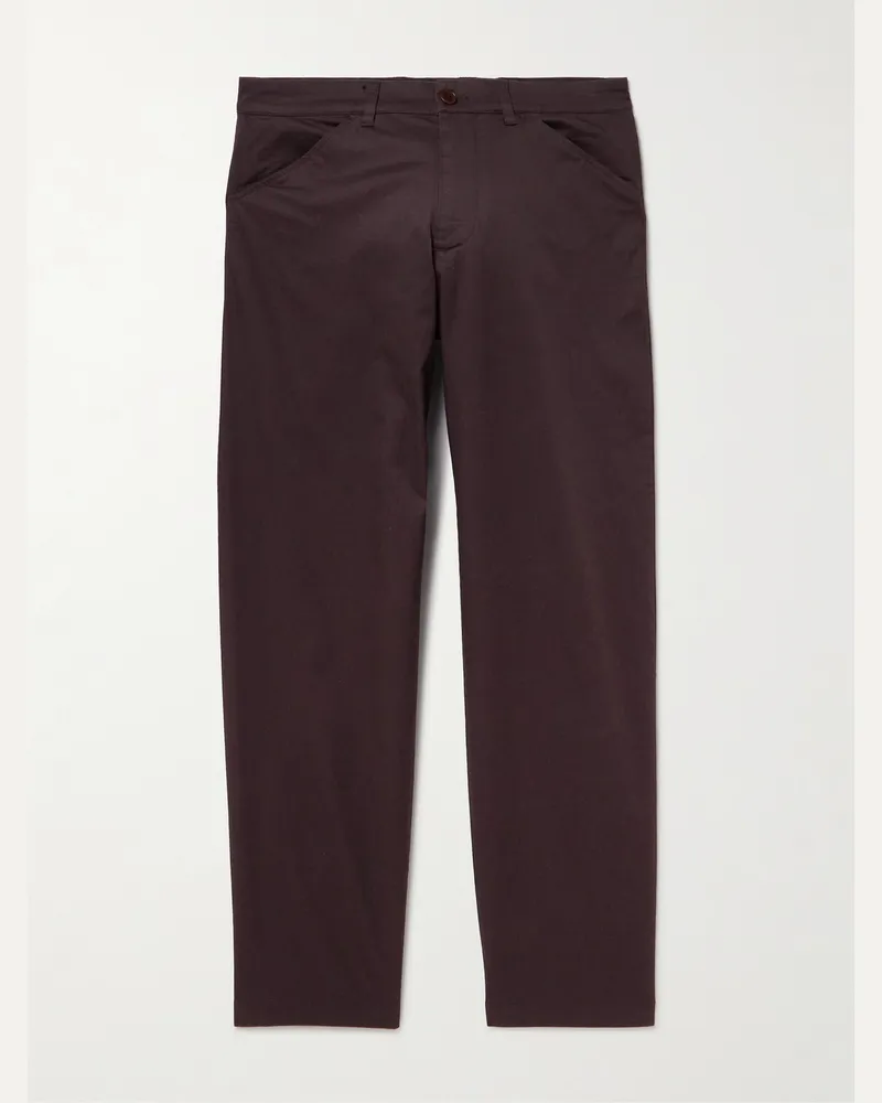 NN 07 Mylo 10021 Straight-Leg Organic Cotton-Blend Twill Trousers Brown