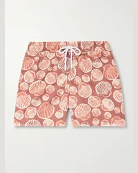 Frescobol Carioca Gerade geschnittene mittellange Badeshorts aus recyceltem Material mit Print Orange