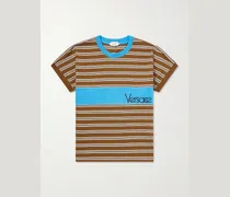 Logo-Embroidered Striped Cotton-Jersey T-Shirt