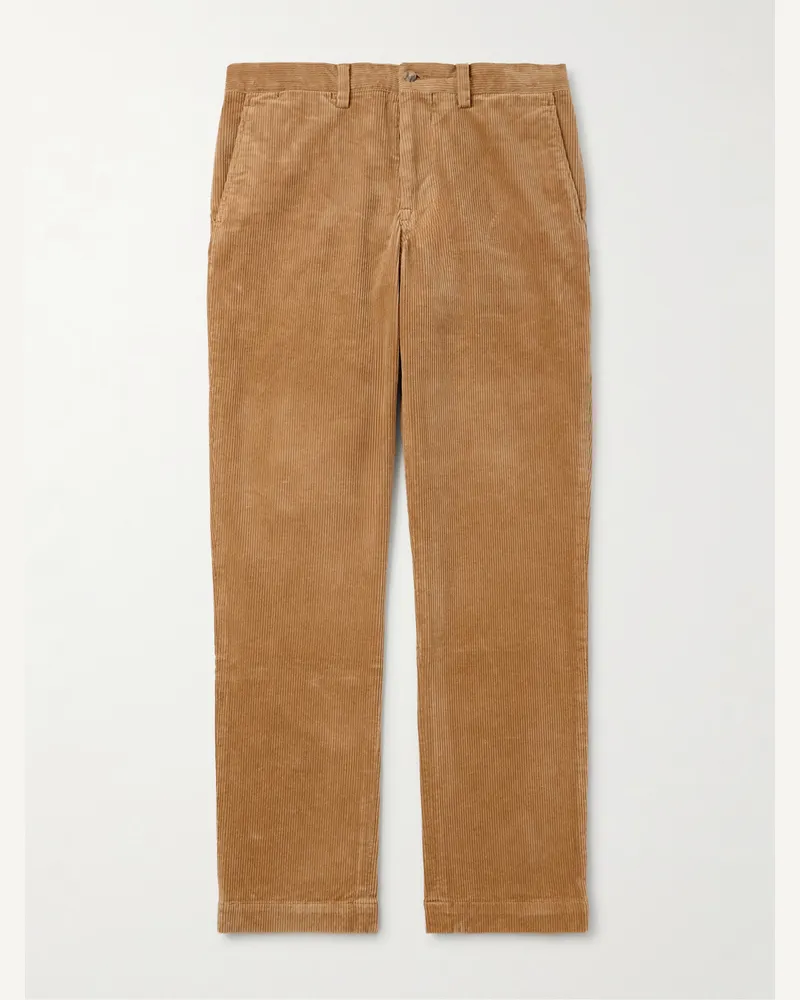 Ralph Lauren Bedford Slim-Fit Straight-Leg Cotton-Blend Corduroy Trousers Brown
