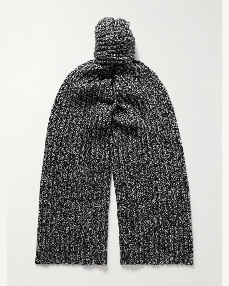 Loro Piana Alagna Ribbed Cashmere-Blend Scarf Gray