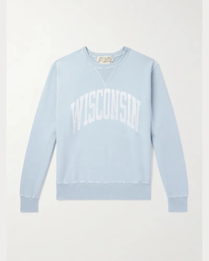 Remi Relief Wisconsin Printed Cotton-Jersey Sweater Blue