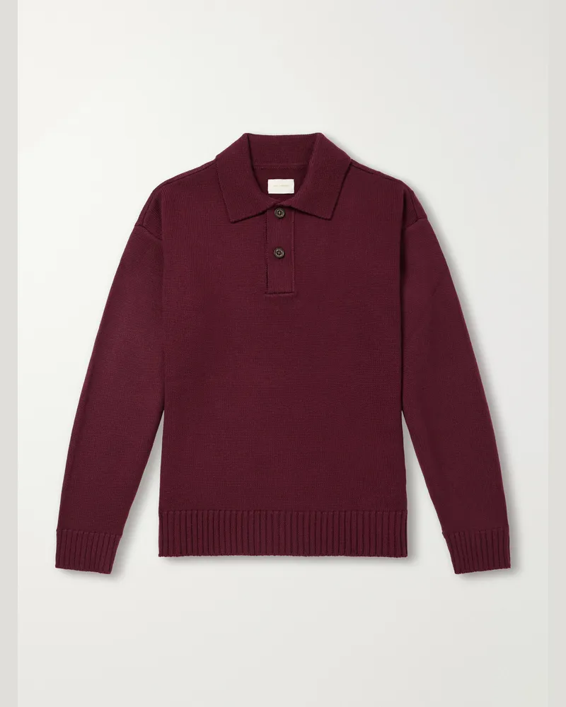 Aimé Leon Dore Merino Wool Polo Sweater Burgundy