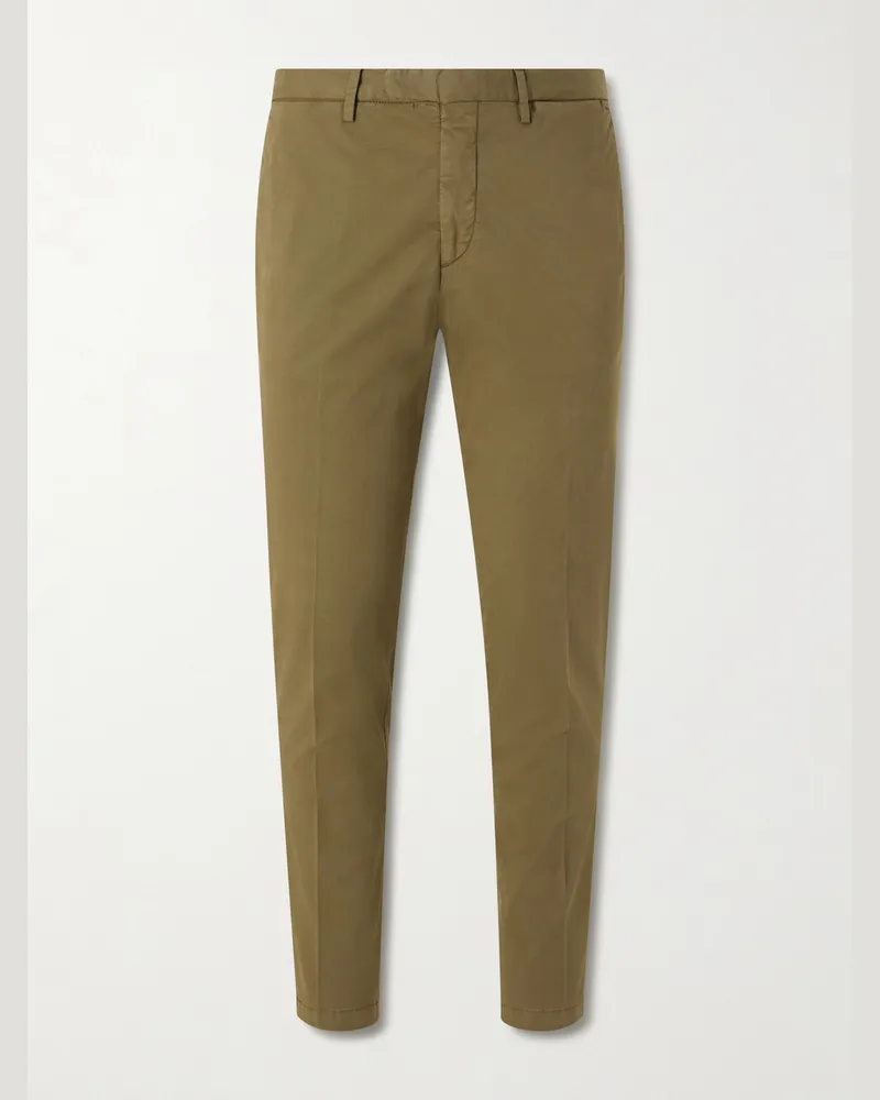 Boglioli Straight-Leg Cotton-Blend Trousers Green