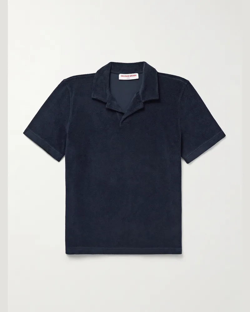 Orlebar Brown Polohemd aus Biobaumwollfrottee mit Reverskragen Blau
