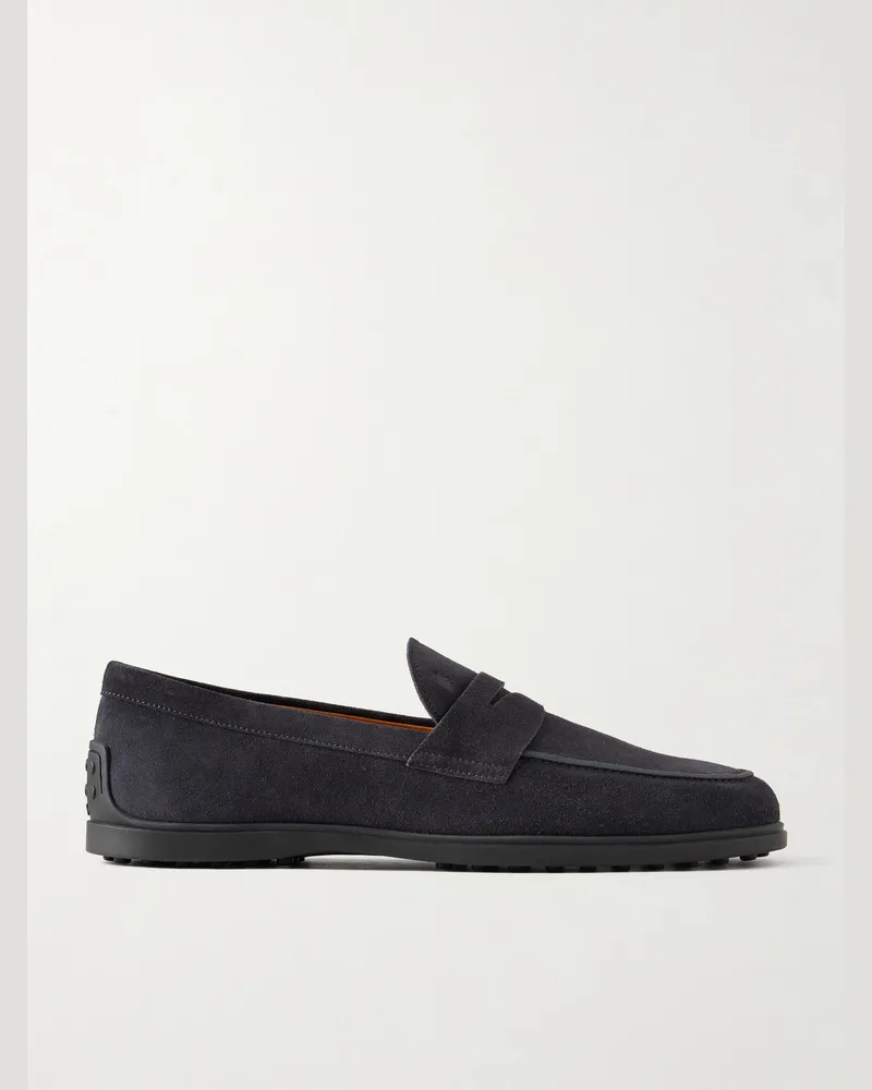 TOD'S Suede Penny Loafers Gray