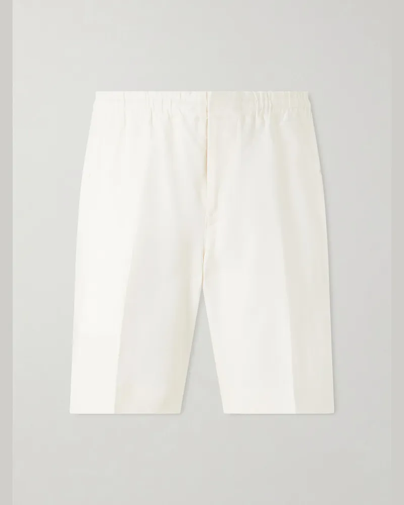 Ermenegildo Zegna Straight-Leg Pleated Linen Drawstring Shorts White