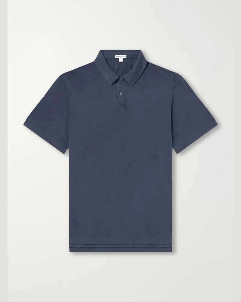 James Perse Slim-Fit Supima Cotton-Jersey Polo Shirt Blue