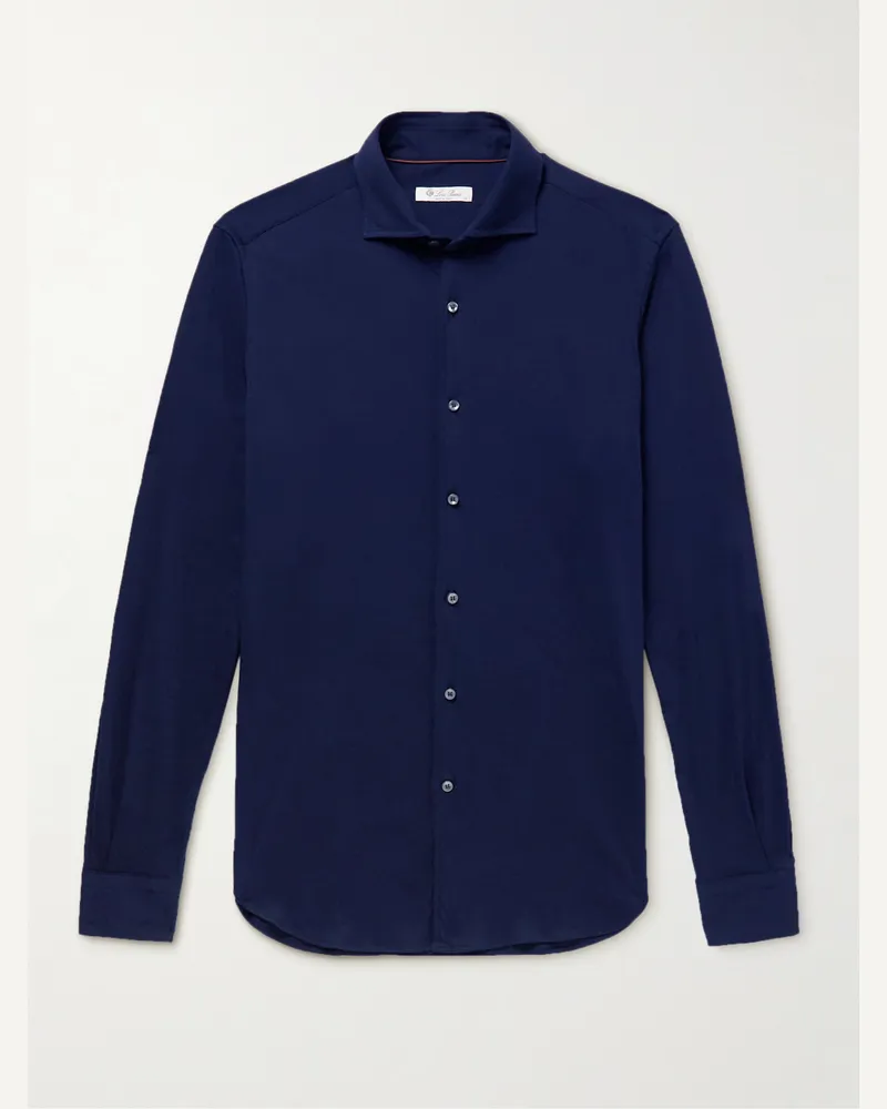 Loro Piana Andrew Slim-Fit Cotton-Jersey Shirt Blue