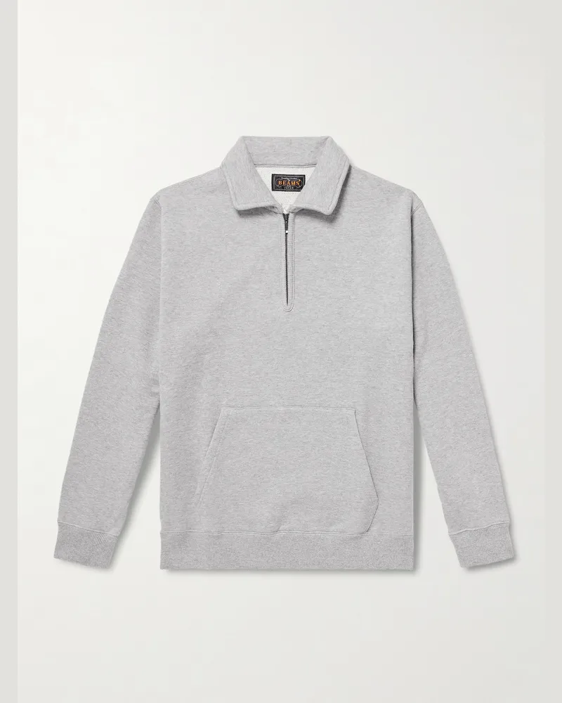 Beams Plus Slim-Fit Cotton-Jersey Half-Zip Sweatshirt Gray