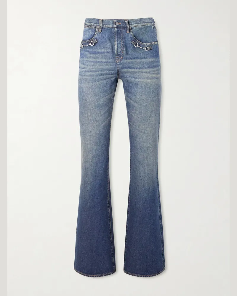 Gucci Flared Horsebit-Embellished Jeans Blue