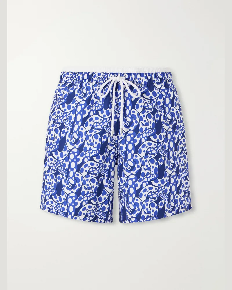 Vilebrequin Moka Straight-Leg Mid-Length Printed Recycled Shell Swim Shorts Blue