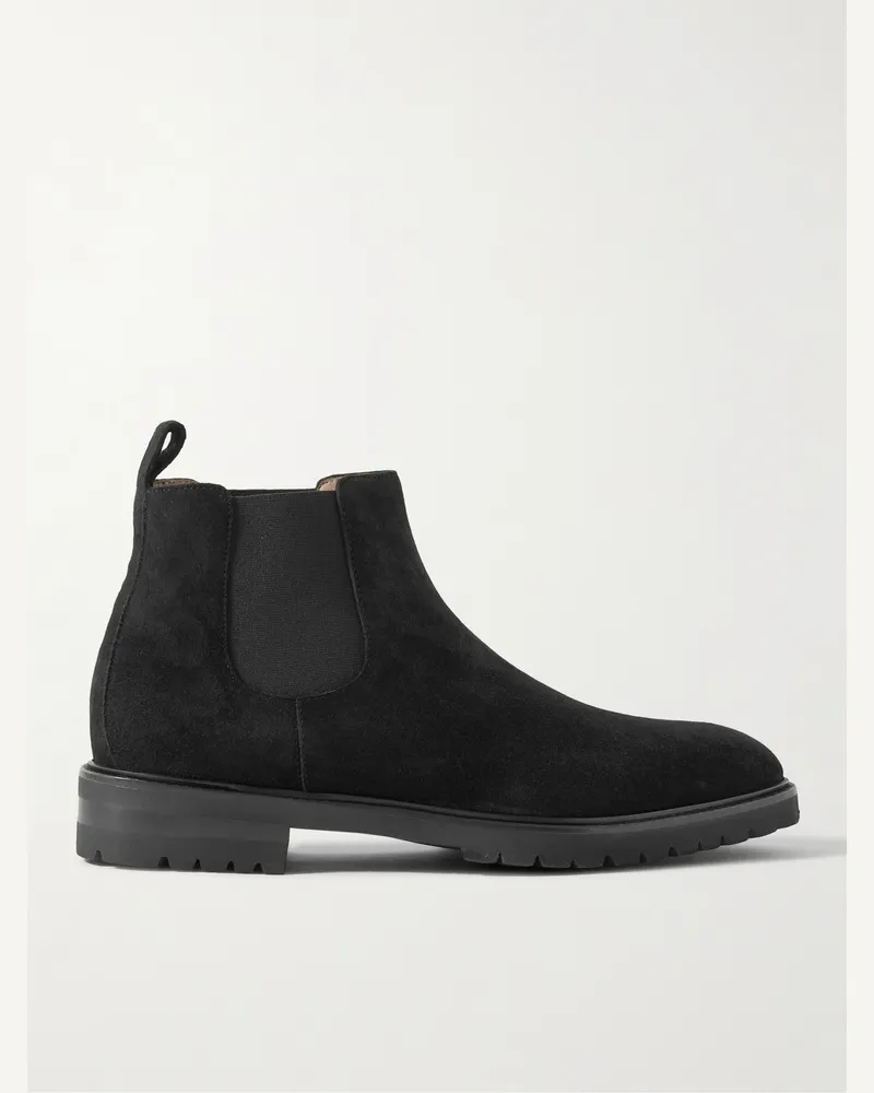 Manolo Blahnik Brompton Chelsea Boots aus Veloursleder Schwarz