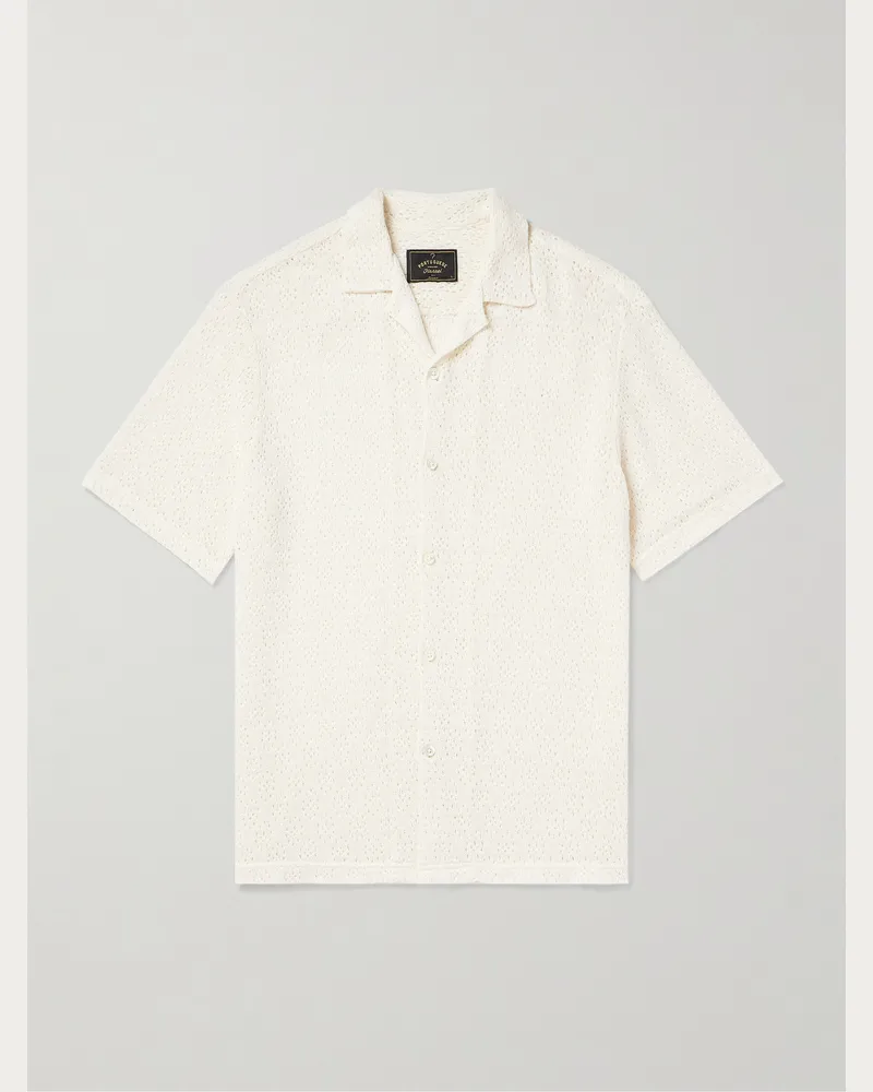 Portuguese Flannel Ground Hemd aus einer Baumwollmischung in Pointelle-Strick mit Reverskragen Neutral