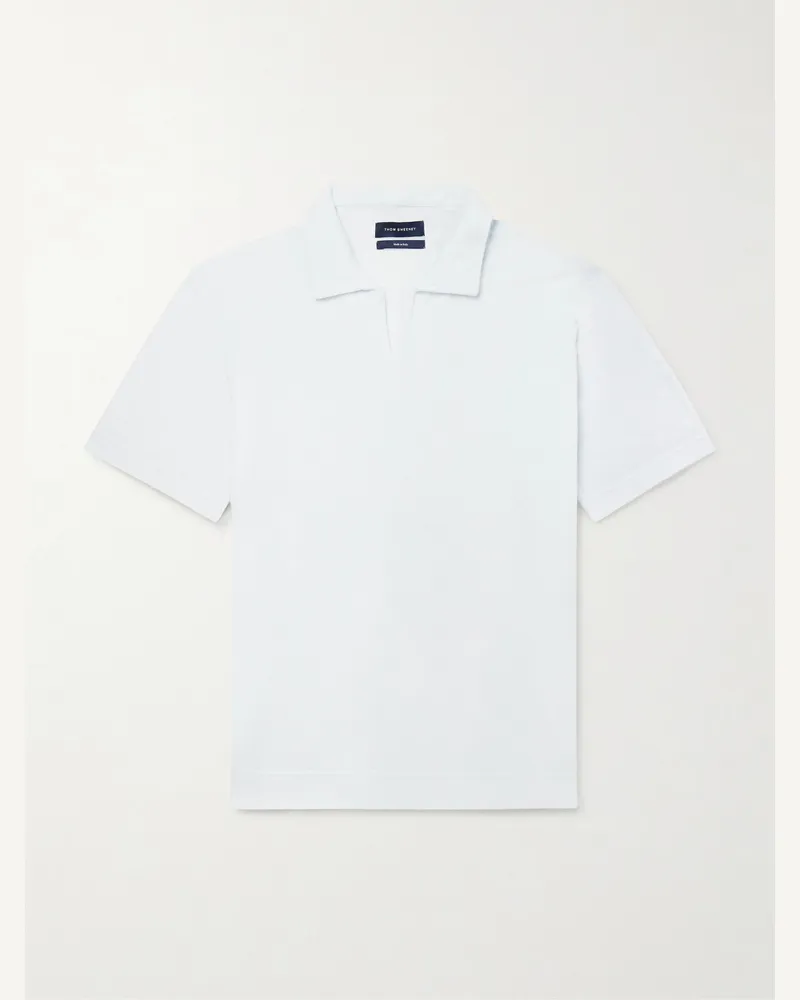 Thom Sweeney Terry-Cotton Polo Shirt Blue