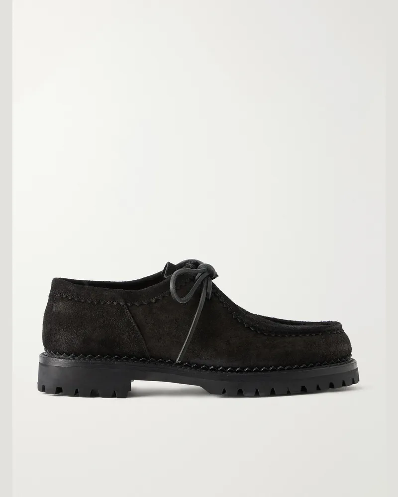 YUKETEN Sibillini Tyrolean Waxed Suede Derby Shoes Black