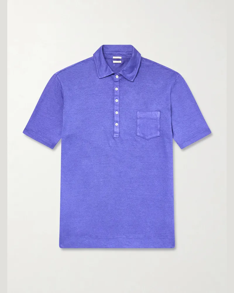 Massimo Alba Wembley Cotton and Cashmere-Blend Piqué Polo Shirt Purple