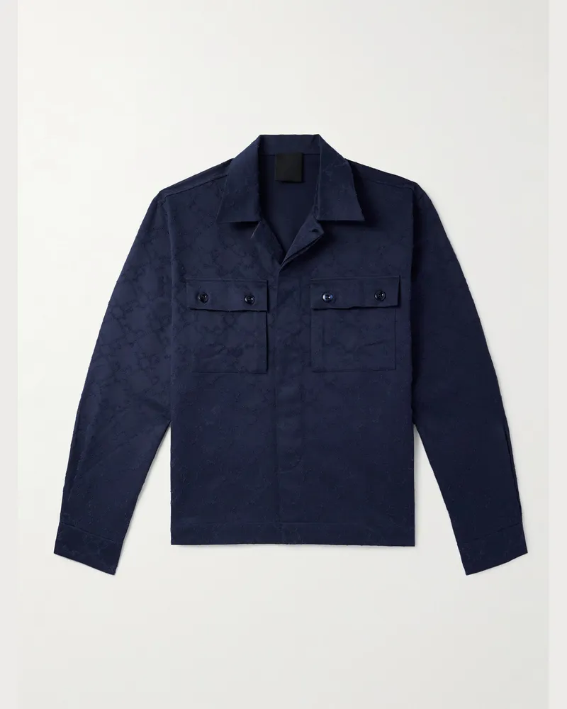 Givenchy Hemd aus Baumwoll-Twill mit Jacquard-Muster Blau