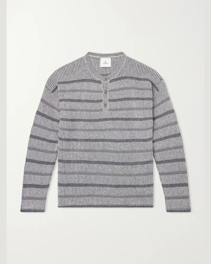 The Elder Statesman Nimbus Striped Cashmere Sweater Gray