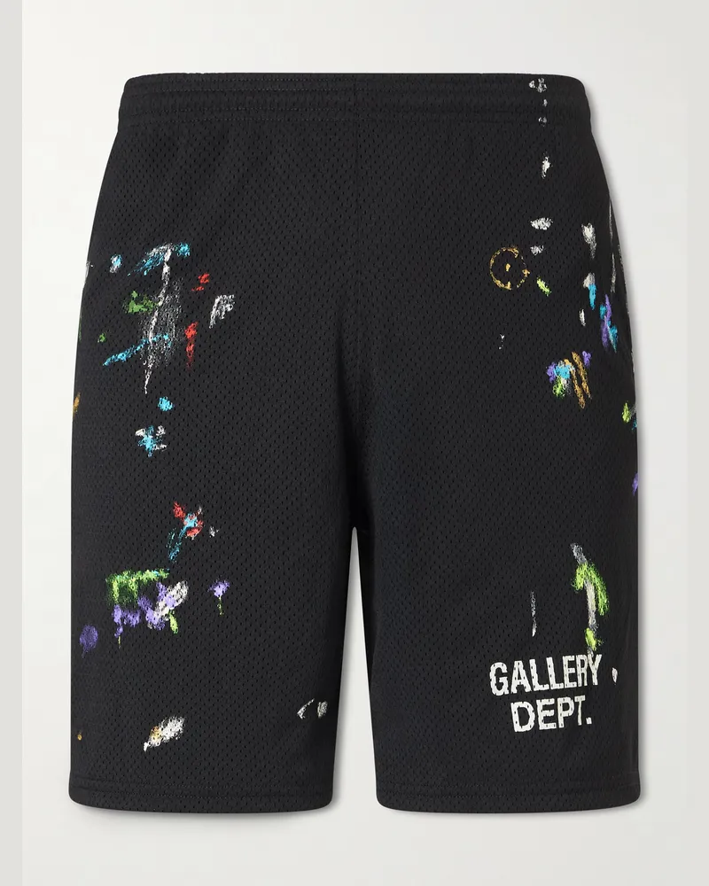 GALLERY DEPT. Studio Gym Straight-Leg Paint-Splattered Mesh Shorts Black