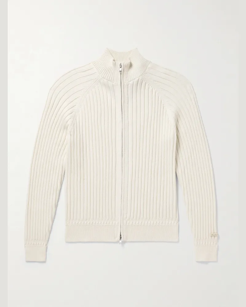 Aimé Leon Dore Pullover aus einer Merinowollmischung in Rippstrick mit Reißverschluss Neutral