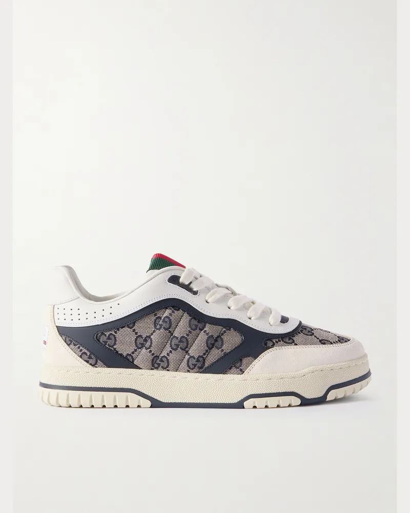 Gucci Re-Web Suede and Webbing-Trimmed Canvas and Leather Sneakers Neutrals