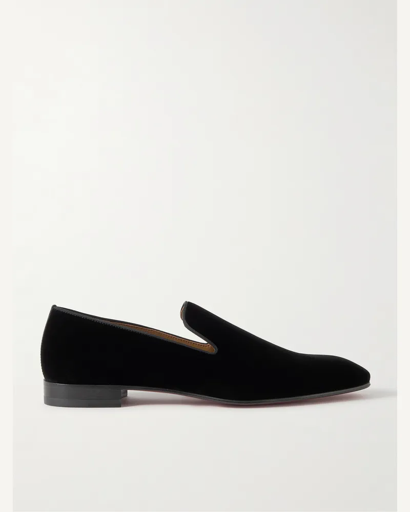 Christian Louboutin Dandelion Loafers aus Samt mit Ripsband Schwarz