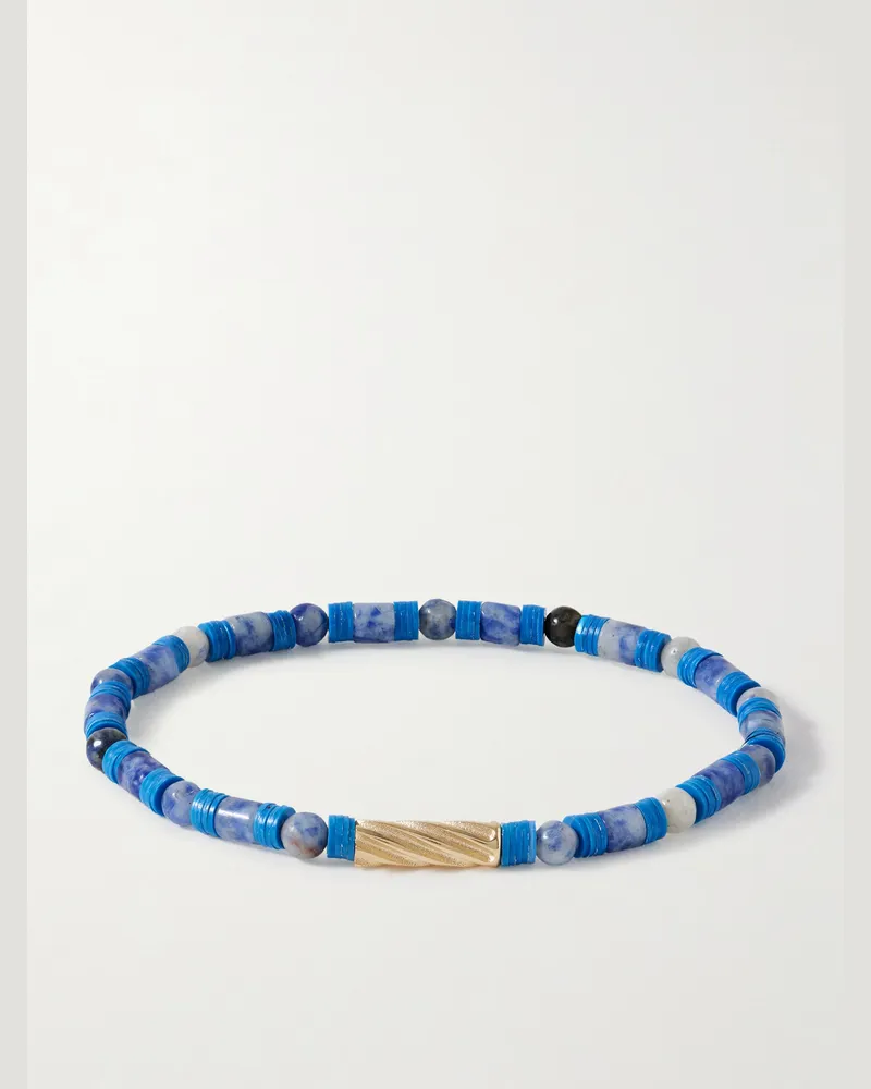 Luis Morais 14-Karat Gold Sodalite Beaded Bracelet Blue