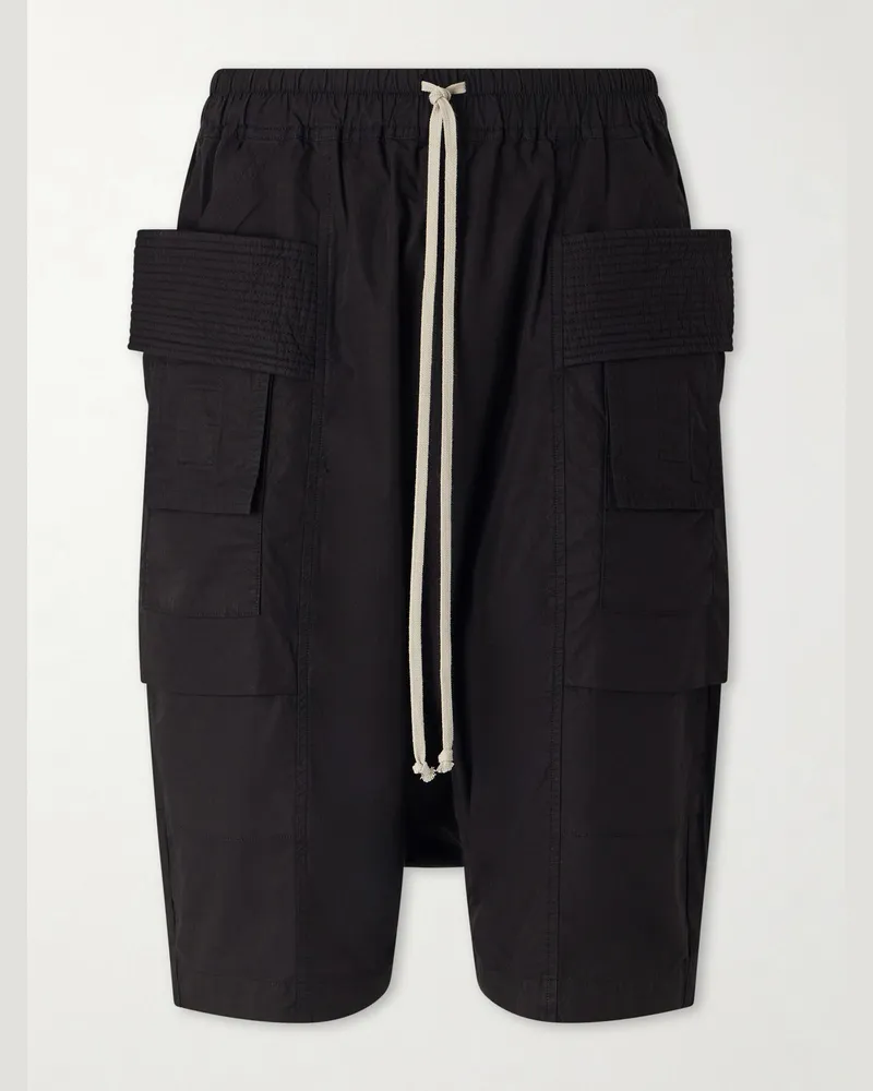 DRKSHDW by Rick Owens Creatch Pods Straight-Leg Cotton Cargo Shorts Black