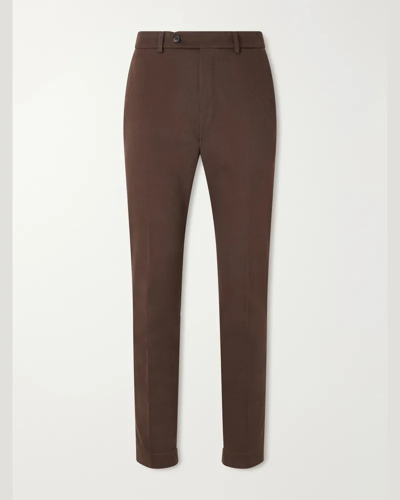 Slowear Incotex Tapered Cotton-Blend Twill Trousers Brown
