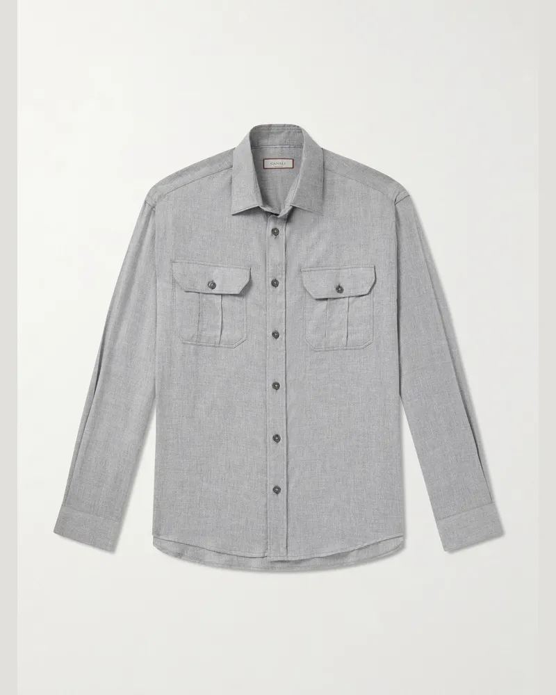 Canali Hemd aus einer Baumwoll-Kaschmirmischung Grau
