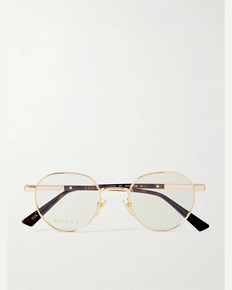Gucci Goldfarbene Brille mit rundem Rahmen Gold